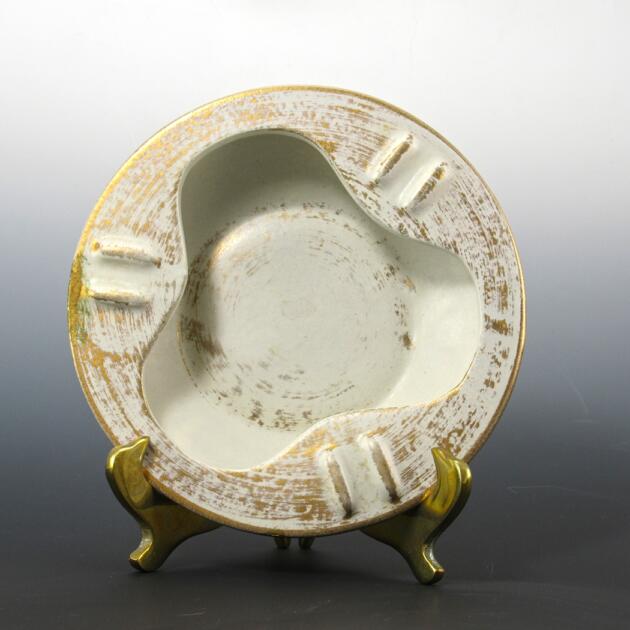 Royal Haeger Ashtray in Gold Tweed 22K Gold Decor