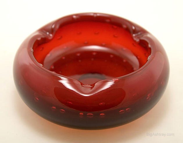Scarce Red Opaline Ashtray by Blenko