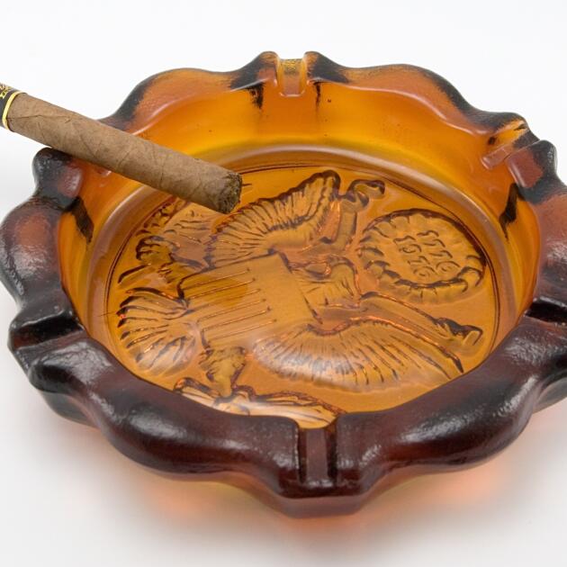 Huge Glass Cigar Ashtray Bi Centennial USA Eagle