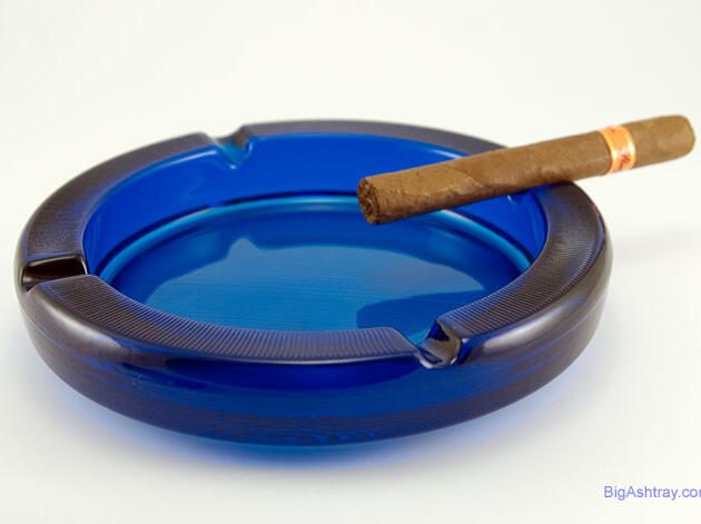Set of Beautiful Royal Blue Vintage Glass Ashtrays