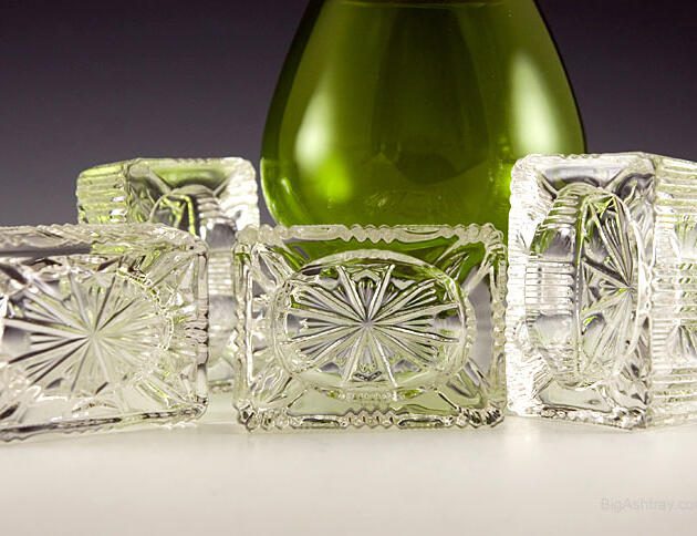 Set of Four Antique Crystal Personal Ashtrays