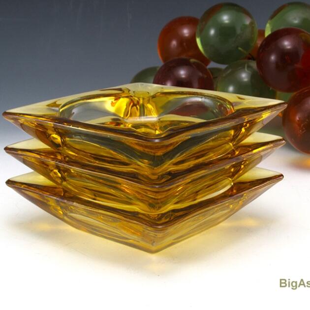 Set of 3 Vintage Glass Classic Ashtrays by Anchor Hocking
