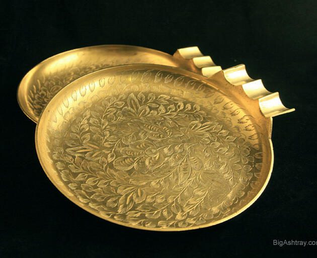 Set of Two Large Vintage Brass Cigar Ashtrays