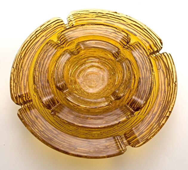 Soreno Pattern Amber Glass Ashtray Set of 3