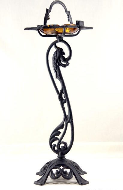 Standing Ashtray with Art Nouveau Parrot Decor