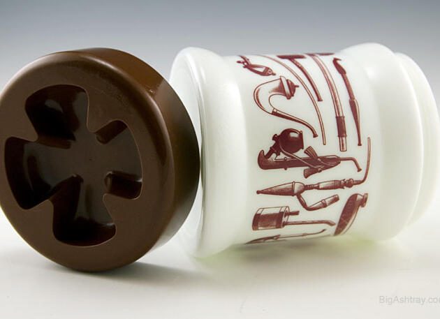 Stash Jar with Pipe Rests in Vintage Milk Glass