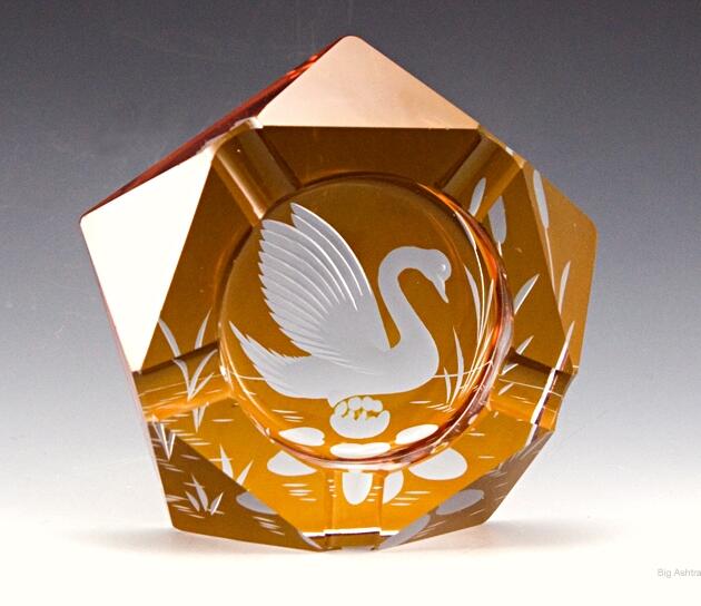 Bohemian Art Deco Cut Crystal Ashtray