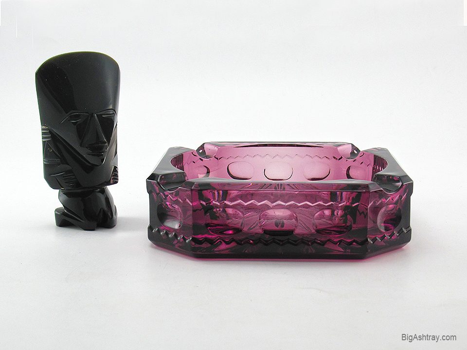 Rare King's Crown Ashtray in Plum by Tiffin Glass, US Glass - Image 3
