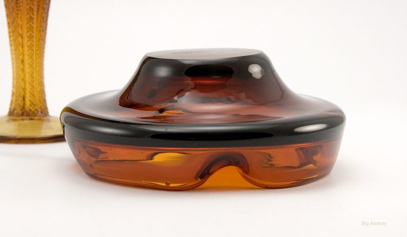 Vintage Bohemian Crystal Ashtray in Tobacco Brown - Image 4
