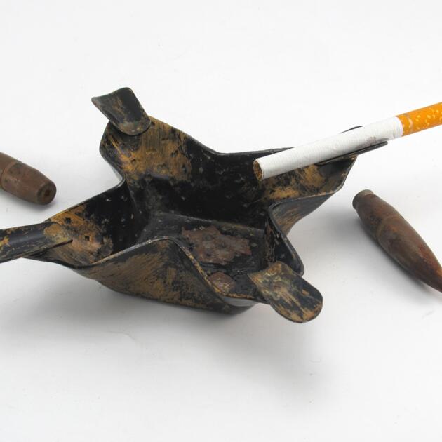 Ashtray Trench Art Hand-Made Military Metal