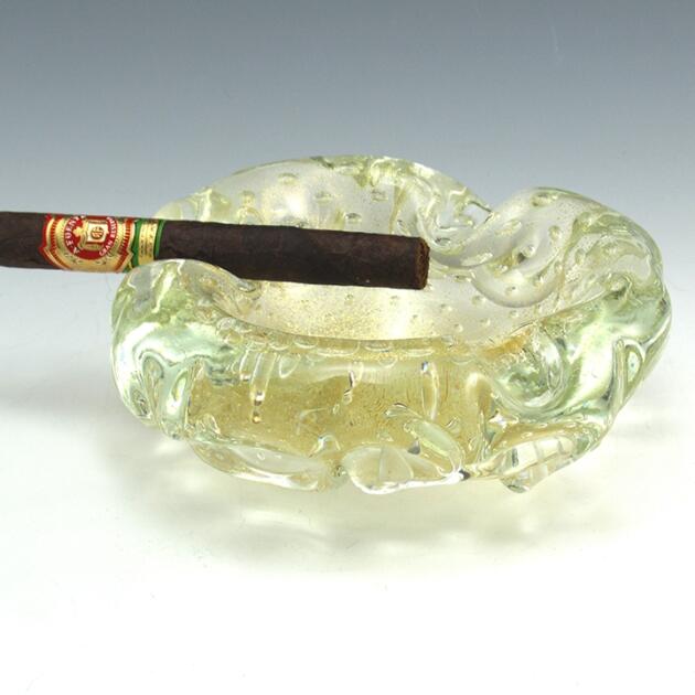 Luxurious Vintage Gold Venetian Glass Ashtray