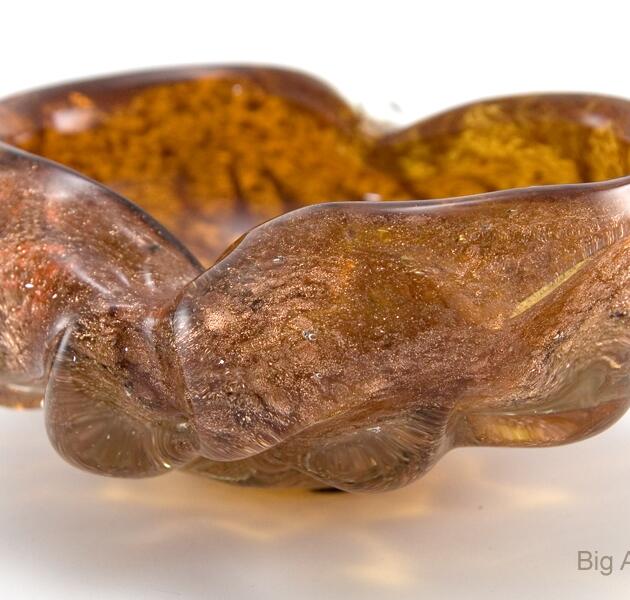 Antique Venetian Glass Ash Bowl with Gold Flake