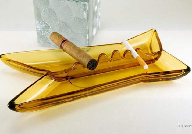 Viking Astra Amber Mod Art Glass Ashtray