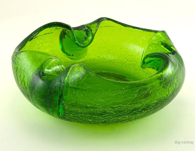 Viking Green Crackle Glass Ashtray Cigar Bowl