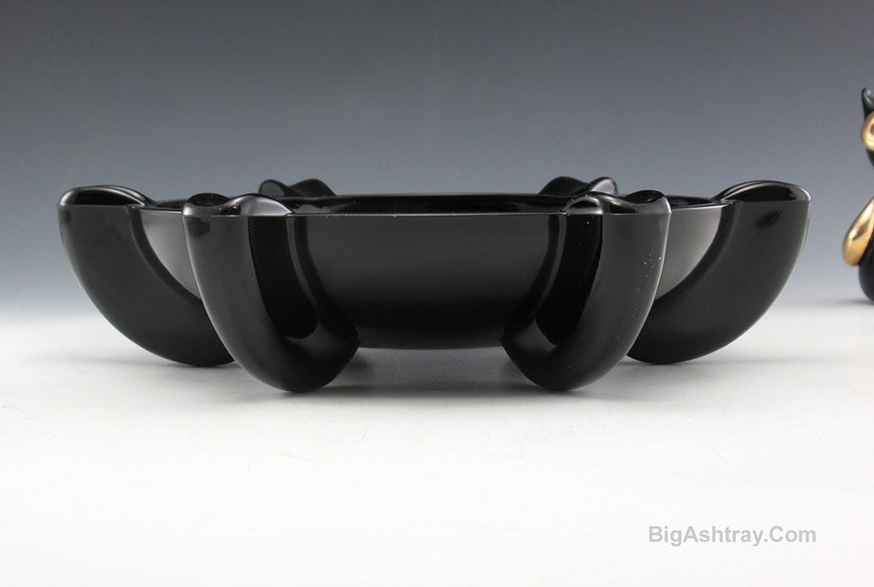 Viking Nautical Pilot Cigar Ashtray Vintage Large Ebony Glass - Image 4