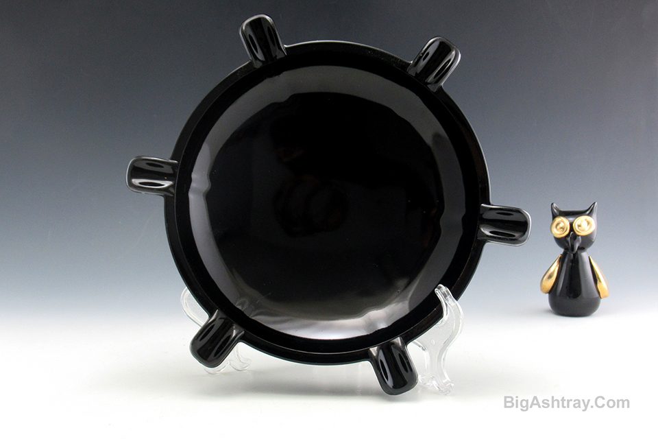 Viking Nautical Pilot Cigar Ashtray Vintage Large Ebony Glass - Image 3