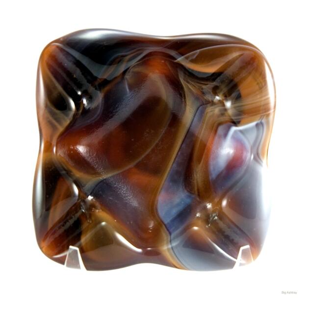Vintage Slag Glass Cigar Ashtray in Fudge Swirl