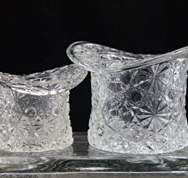 Vintage Depression Glass Buttons and Bows Smoke Set