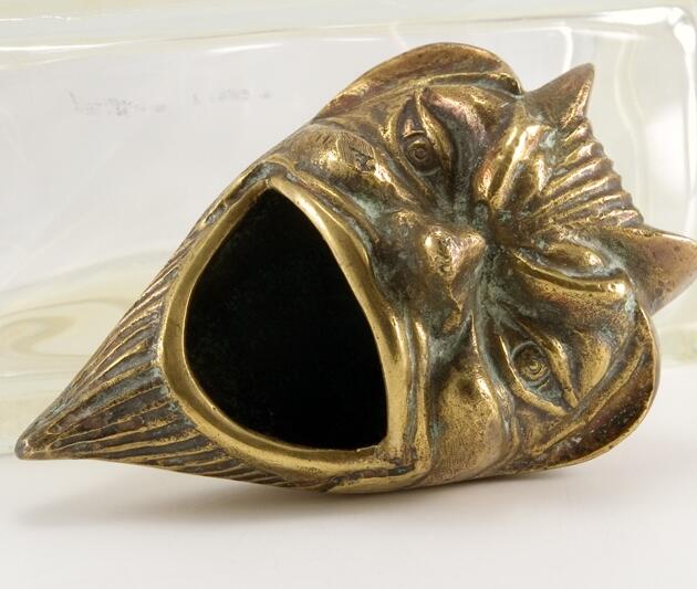 Vintage Devil Hand-Cast Brass Ashtray Made in Greece