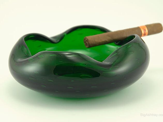 Vintage Emerald Crystal Cigar Ashtray Bowl