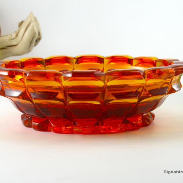 Fenton Art Glass Valencia Mid-Century Mod Ashtray in Amberina