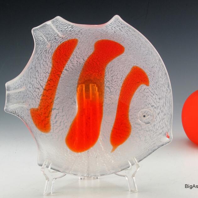 Vintage Big Fish Ashtray Czech or Italian Glass Handmade
