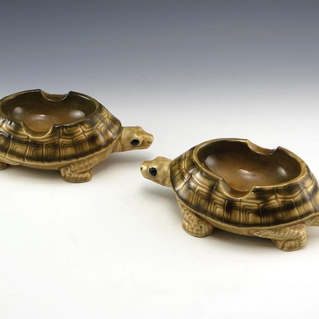 Marked Made in Germany Vintage Turtle Ashtray Set