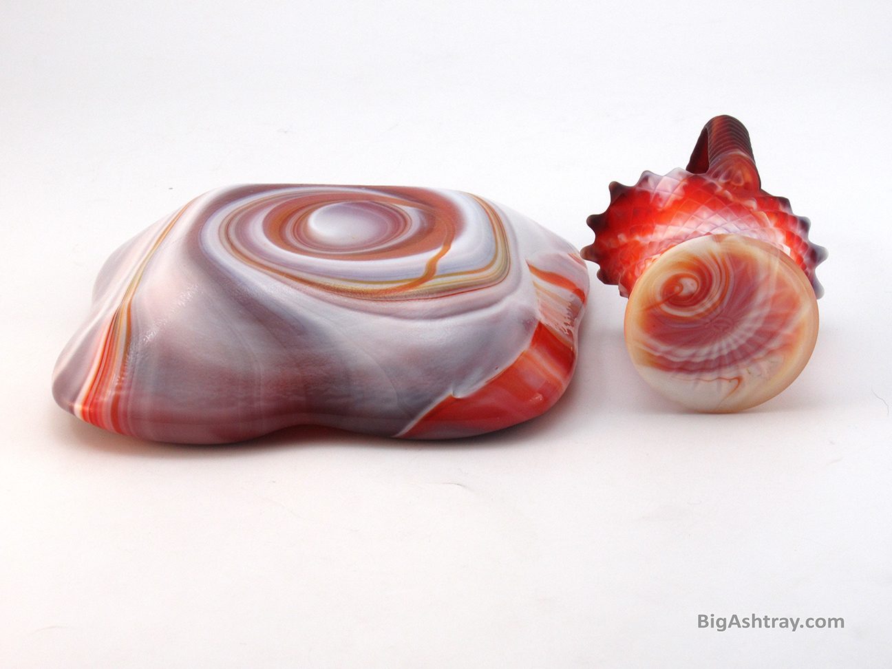 Imperial Peaches and Cream Art Glass Ashtray and Smoke Holder - Image 5