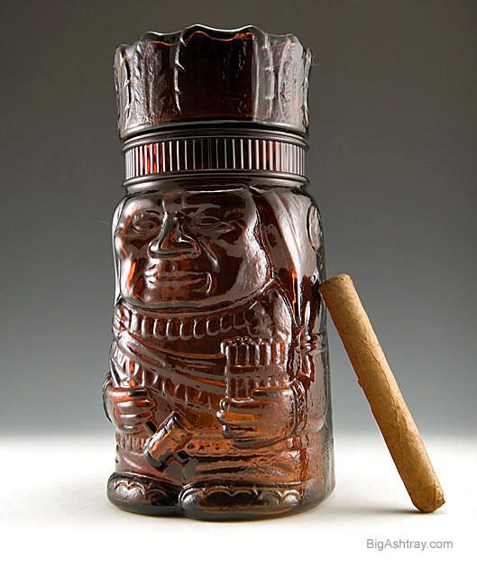Big Bad Indian Chief Vintage Glass Canister Jar