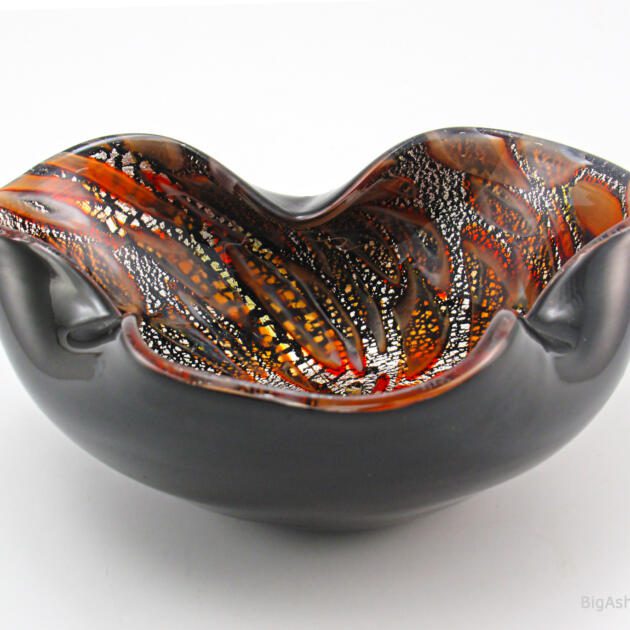 Mid-Century Murano Art Glass Ashtray Bowl Cane Jungle Decor