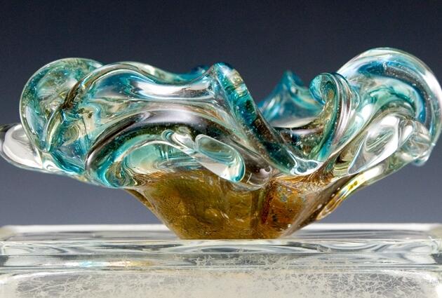 Vintage Beach Decor Murano Art Glass Ash Bowl