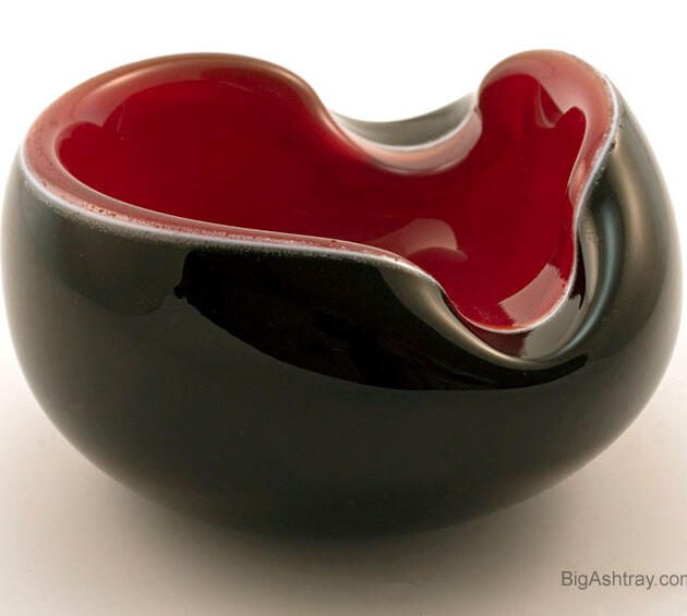Vintage Modernist Murano Glass Black Cherry Ashtray