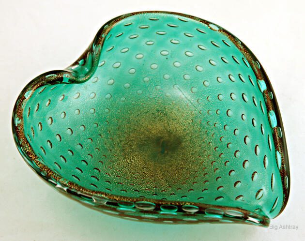 Vintage Murano Art Glass Gold Veil Cigar Bowl