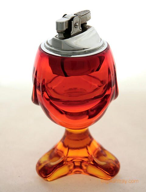 Vintage Persimmon Glass Viking Table Lighter