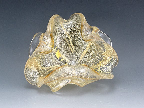 Venetian Gold Leaf Art Glass Multi-Use Ashtray