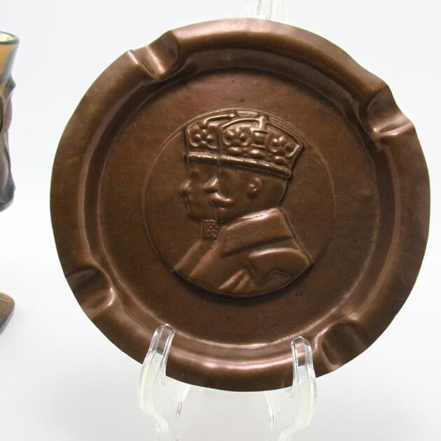 WWI King George Queen Mary Copper Memento Ashtray Large