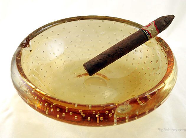 Whitefriars Art Glass Ashtray with Controlled Bubbles