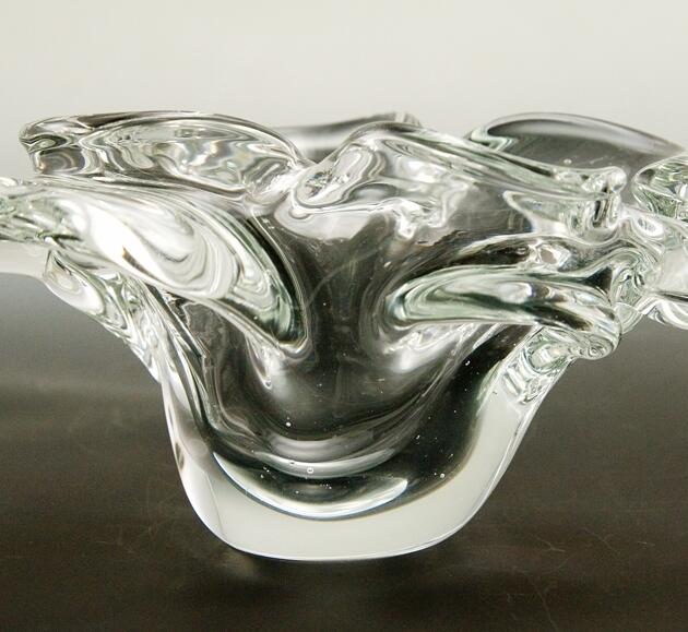 Vintage Crystal Ashtray Free Form Art Glass