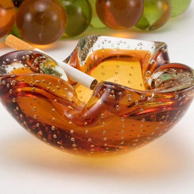 Vintage Italian Murano Art Glass Bullicante Ash Bowl
