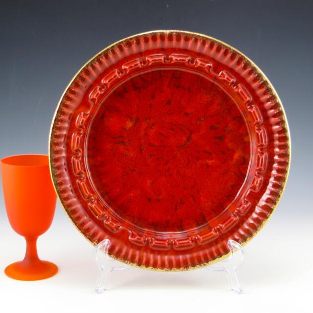 Retro Modern Pottery Ashtray in Lava Red Made in USA