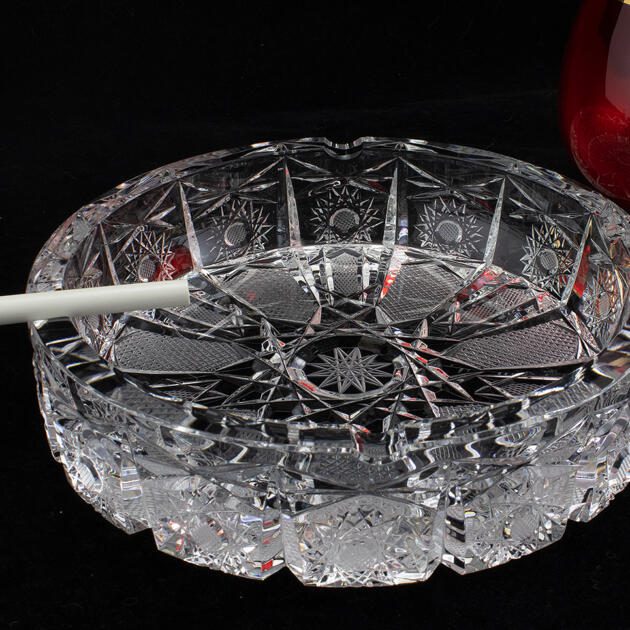 Huge Bohemian Lead Crystal Ashtray High Quality