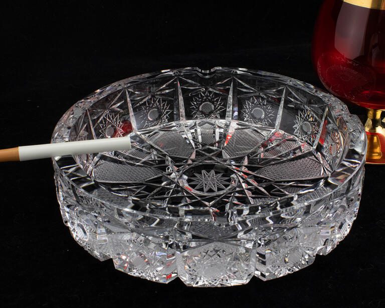 Huge Bohemian Lead Crystal Ashtray High Quality