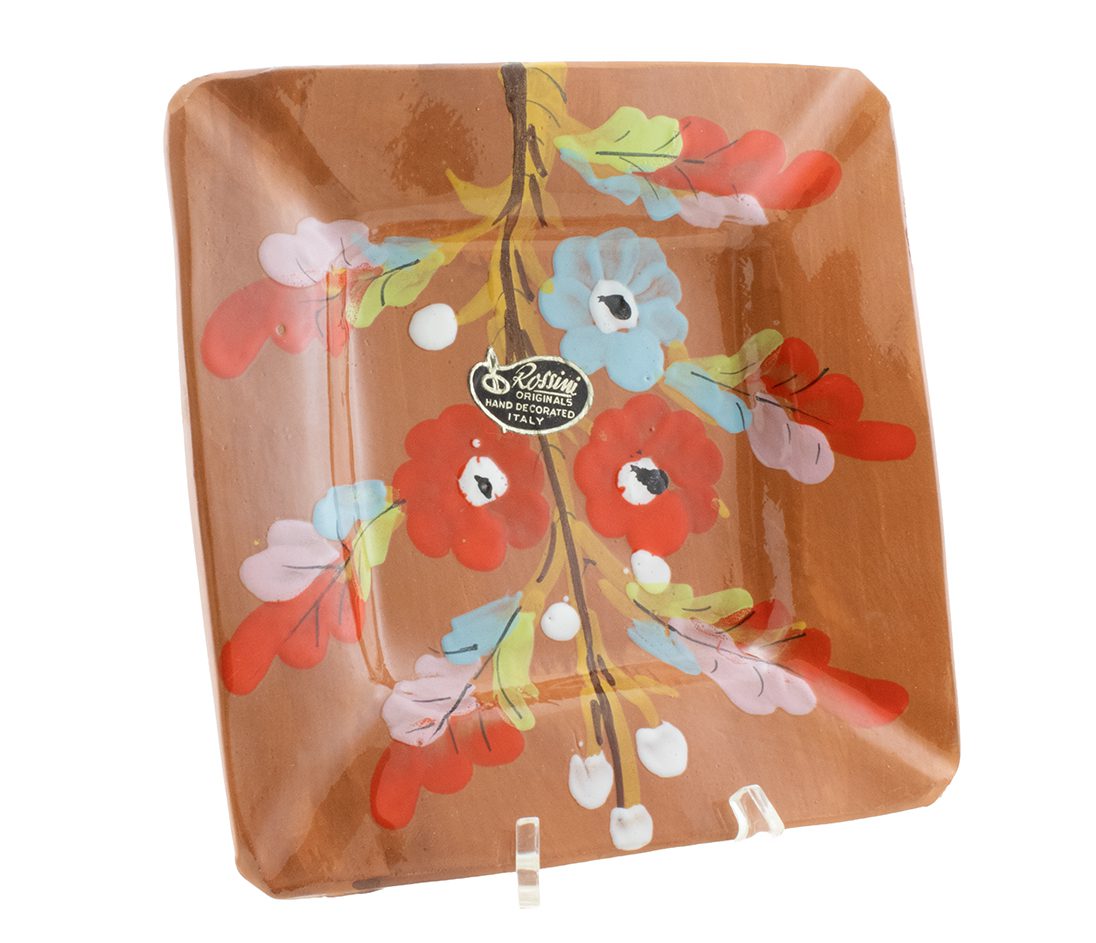 Rossini Mid-20th Century Italian Local Clay Hand Painted Ashtray