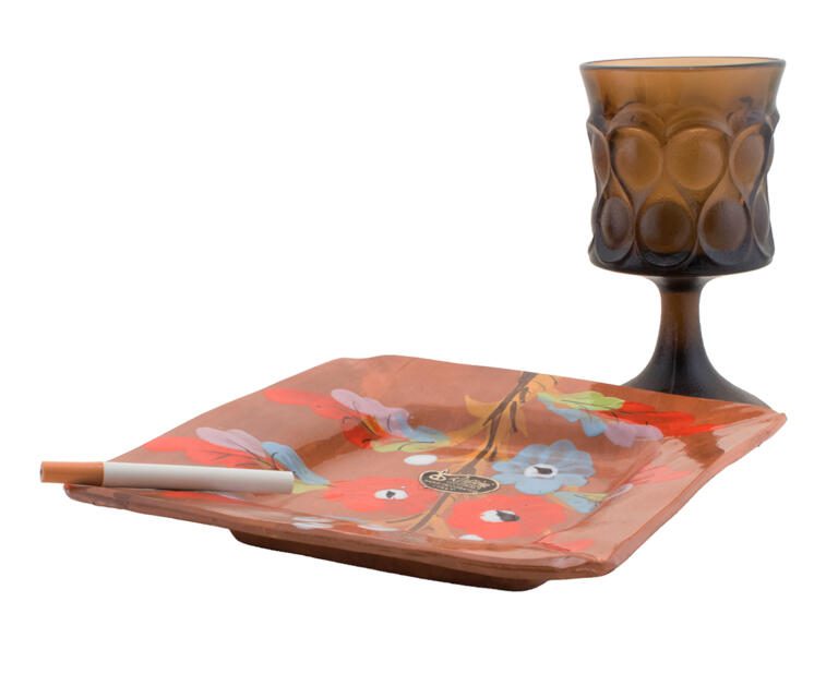 Rossini Mid-Century Italian Local Clay Hand Painted Ashtray