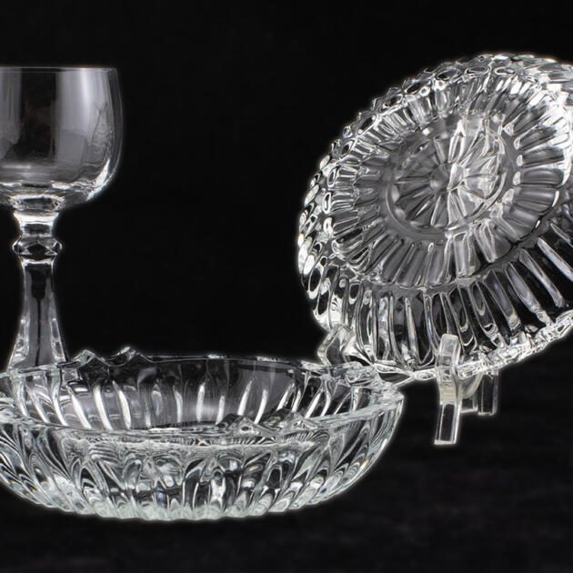 Set of Glass Smoking Ashtrays Circa 1980s