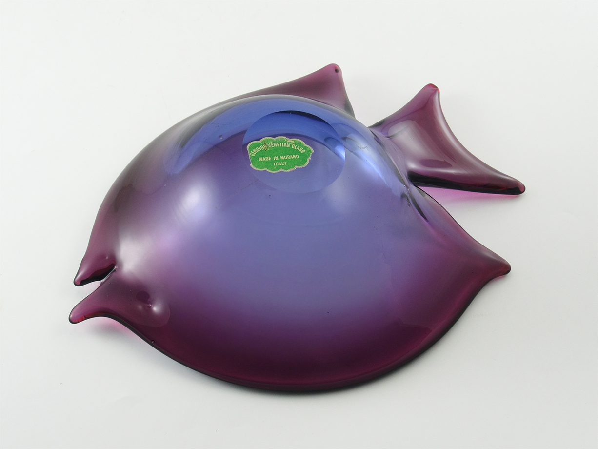 Venetian Glass Made in Murano Fish Ashtray Dish Vintage
