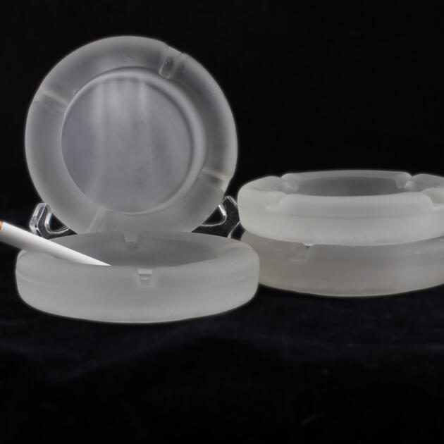 Viking Art Glass Ashtray Set of 4 in Ghosted Satin Glass