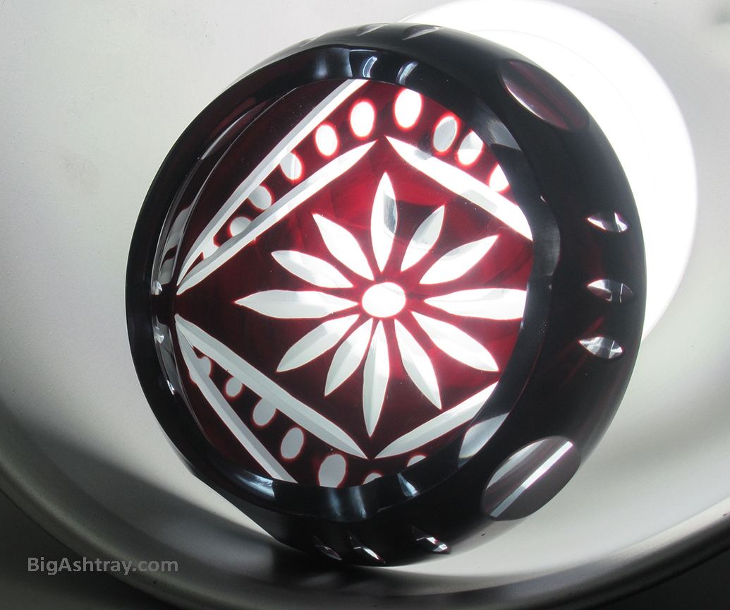Antique Bohemian Blood Red Crystal Hand-Cut to Clear Ashtray - Image 5