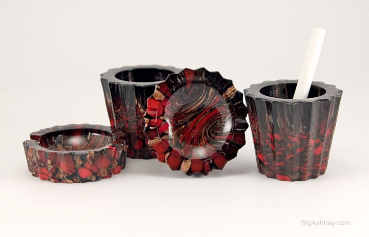 Italian Art Glass Smoking Accessory Set 1950s Ashtrays and Holders