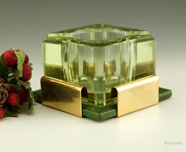 Art Deco Citron Crystal Desk Ashtray
